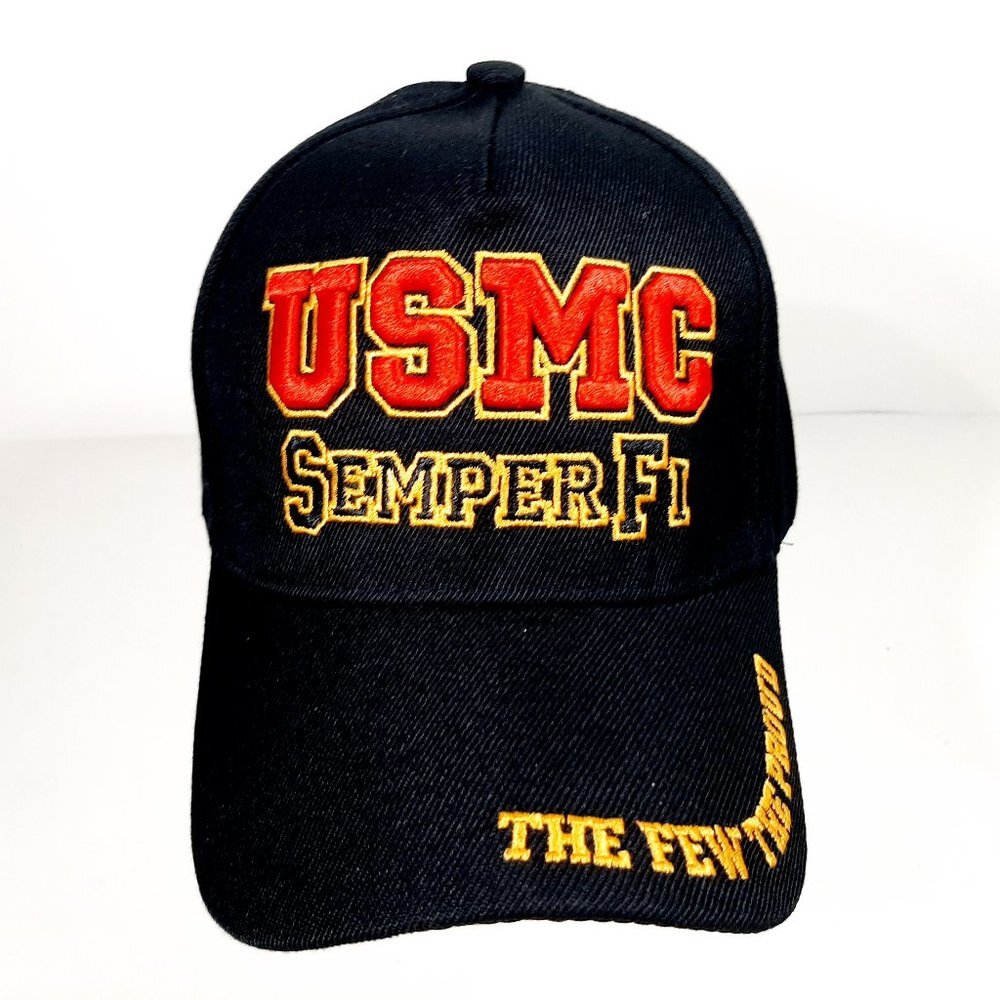 USMC Marines Semper Fi Men's Ball Cap Hat Black Em